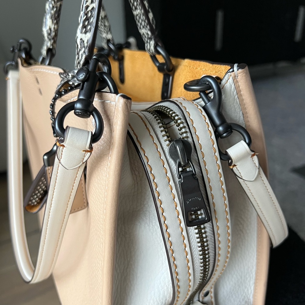 Coach Rouge Beige Tote with Snakeskin Accents - Picture 16 of 17